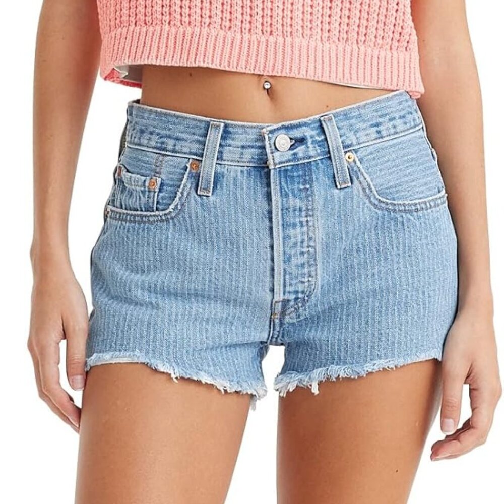 Levi's Women's 501 Original Shorts Medium Indigo Pattern Size 26 EUC